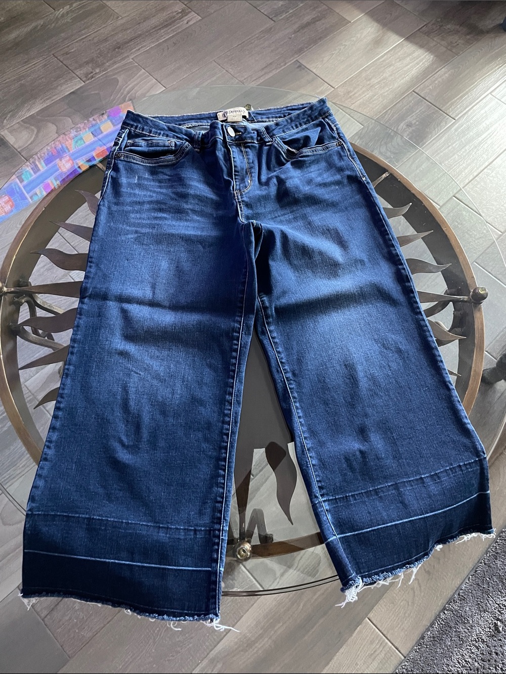 Democracy Dark Blue Cropped Wide-Leg Jeans